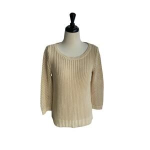Loft Beige Open Knit Sweater Size S